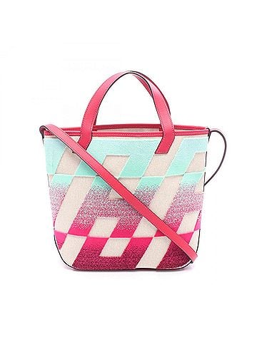 Hermès Hermes H Ambier PM Tote Bag/Handbag in Ecru Blue Pale Framboise (Veau Swift Toile H) - Women's, Beige/Pink/Multicolor (view 1)