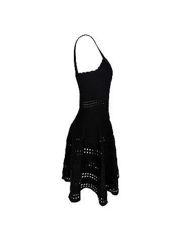 Maje Maje Pointelle A-Line Mini Dress in Black Viscose (view 2)