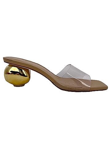 Cult Gaia Cult Gaia Jila Clear Strap Block Heels in Beige Leather (view 1)