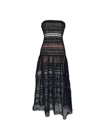 Self-Portrait Self Portrait Black Guipure Lace Strapless Midi Dress in Black Polyester (view 1)
