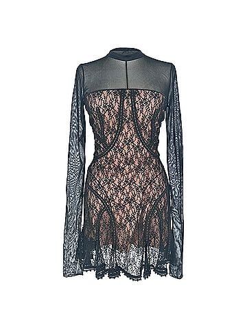 Alexander Wang Alexander Wang Lace Cover Up Mini Dress in Black Nylon (view 1)