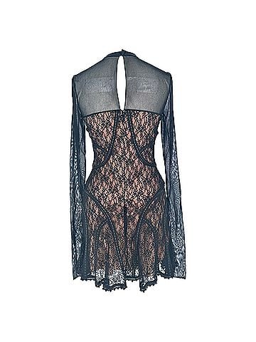 Alexander Wang Alexander Wang Lace Cover Up Mini Dress in Black Nylon (view 2)