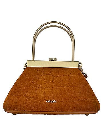 Cult Gaia Cult Gaia Evening Crossbody Bag in Ochre Brown Suede (view 2)