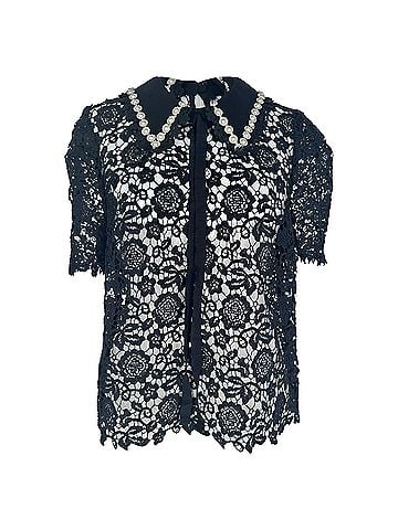 Self-Portrait Self-Portrait Guipure Lace Blouse in Black Polyester (view 1)