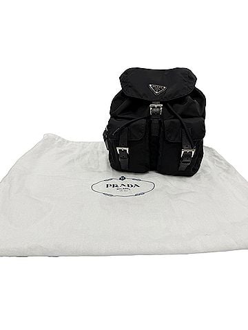 Prada PRADA 1BZ677 Small Re-Nylon Backpack with Triangle Logo, Black, Women's, Made in Italy, Dust Bag. (view 2)