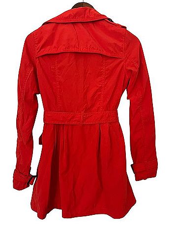 H&M Vibrant Red Belted Trench Coat Trenchcoat (view 2)