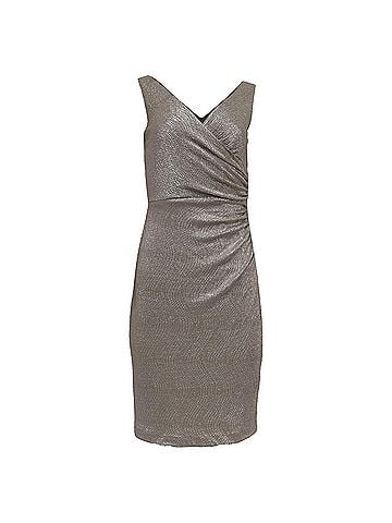 Ralph Lauren Lauren Ralph Lauren Metallic Wrap Dress in Gold Polyester (view 1)