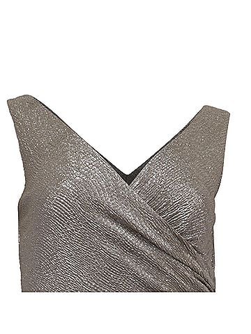 Ralph Lauren Lauren Ralph Lauren Metallic Wrap Dress in Gold Polyester (view 2)