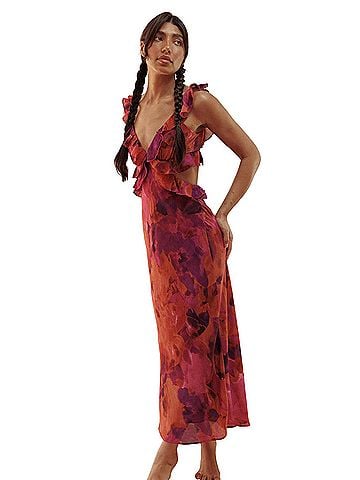 Here Comes the Sun Ruffled Cutout Maxi Dress Casual Dress (view 1)