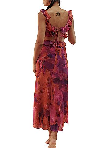 Here Comes the Sun Ruffled Cutout Maxi Dress Casual Dress (view 2)