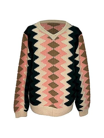 Khaite Khaite Nessa Zig-Zag Knitted Sweater in Multicolor Cashmere (view 1)