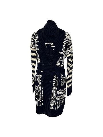 ETRO Etro Jacquard Belted Cardigan in Navy Blue Wool (view 1)