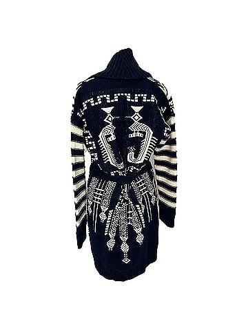 ETRO Etro Jacquard Belted Cardigan in Navy Blue Wool (view 2)
