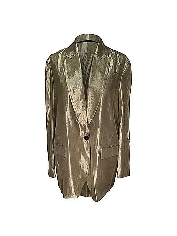 Brunello Cucinelli Brunello Cucinelli Single-Breasted Blazer in Metallic Gold Viscose (view 1)