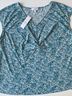Gilli Floral Blue Green White Short Sleeve Blouse Size 1X - photo 4
