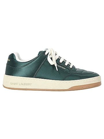 Saint Laurent Saint Laurent SL/61 Low-Top Sneakers in Green Satin (view 1)