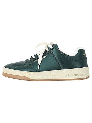 Saint Laurent Saint Laurent SL/61 Low-Top Sneakers in Green Satin (view 2)