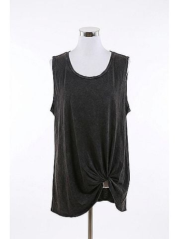 Umgee Mineral Washed Twisted Knot Top in Washed Black (view 1)
