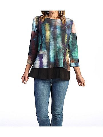 Jess & Jane Reflections Sublimination Contrast Hem Top in Multi-Color (view 2)