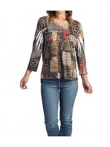 Jess & Jane Contigo Burnout High Low Top in Multi (view 2)