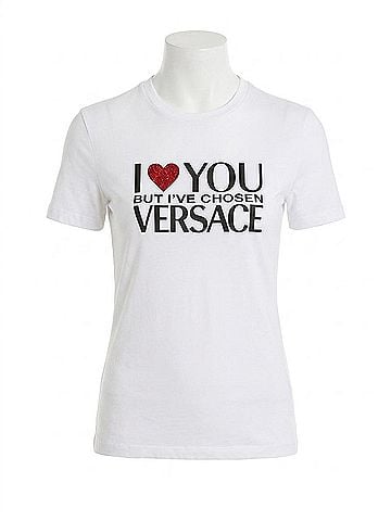 Versace Logo Printed Crewneck T-Shirt in White (view 1)