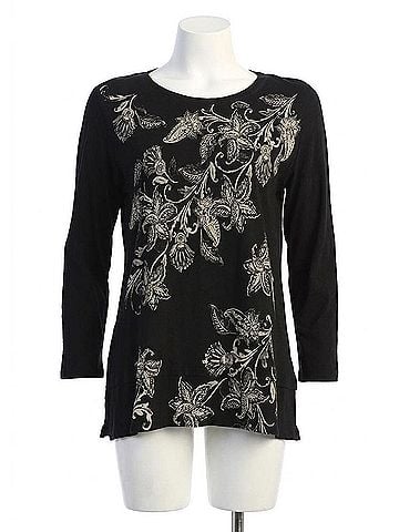 Jess & Jane Women's Lilybell Cotton Layered Top in Black (view 1)
