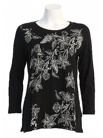 Jess & Jane Women's Lilybell Cotton Layered Top in Black (view 2)