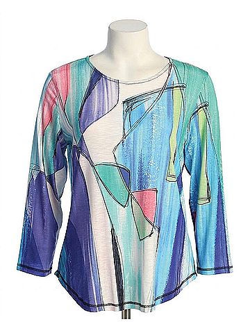 Jess & Jane Women's Freshia Round Neck Top in Multi (view 1)