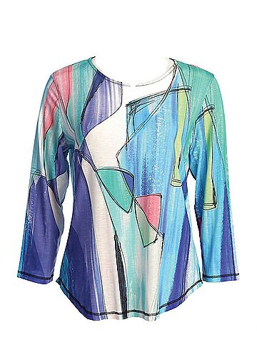 Jess & Jane Women's Freshia Round Neck Top in Multi (view 2)