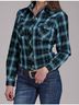 Roper Plaid Blue Women's Window Plain Shirt in Blue Size 2X - photo 2