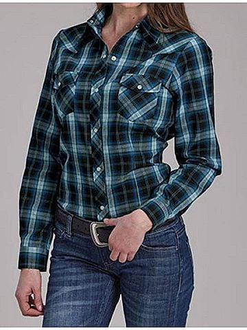 Roper Women's Window Plain Shirt in Blue (view 2)