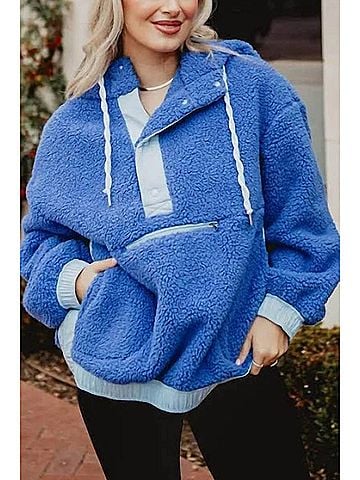 Katydid Collection Sherpa Fleece Pullover in Blue (view 2)