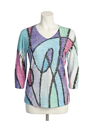 Jess & Jane Women's Sonata Burnout Sublimation Top in Purple Multi (view 1)