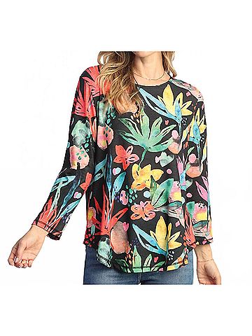 Jess & Jane Vivid Round Neck Top in Multi Color (view 2)