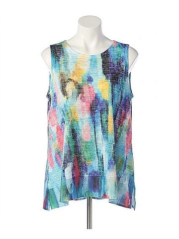 Jess & Jane Fiji Burnout Sleeveless Top in Blue Multi (view 1)