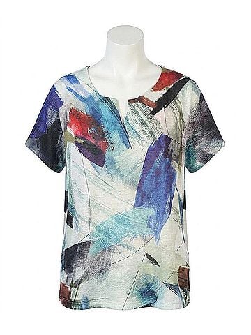 Jess & Jane Vista Notch Neck Top in Blue (view 1)