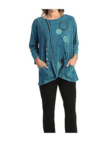 Jess & Jane Lollipop Mineral Washed Patch Pocket Cotton Top in Lollipop Cypress (view 2)