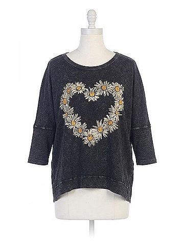 Jess & Jane Amour Mineral Washed Cotton Dolman Sleeve Top in Black (view 1)