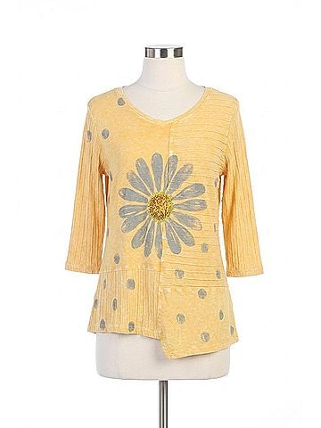 Jess & Jane Happy Days Mineral Washed Ribbed Tunic Top in Wheat (view 1)