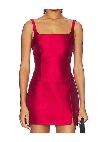 Amanda Uprichard Jacksonville Tank Top in Scarlet (view 2)