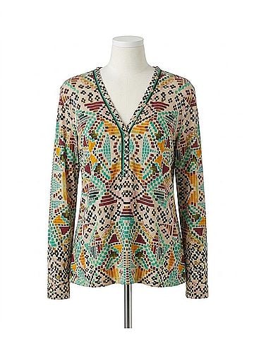 Johnny Was The Janie Favorite Long Sleeve Button Henley Tee in Etris (view 1)