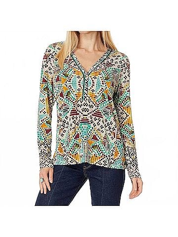 Johnny Was The Janie Favorite Long Sleeve Button Henley Tee in Etris (view 2)