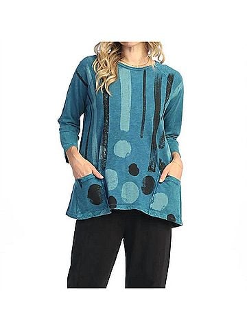 Jess & Jane Drizzle Mineral Washed Patch Pocket =Top in Cypress (view 2)