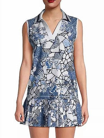 Johnny Was Bee Active Basic Polo Tank Top in Moonlight Glass (view 2)