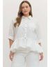 Entro Solid White Chic Ruffle Hem Button-Up Blouse - Plus in White Size 2X - photo 3