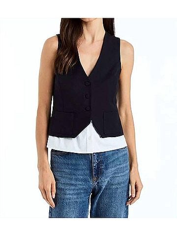 Drew Jess Cropped Vest in Navy (view 2)