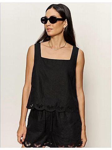 Sanctuary Almost There Linen Tank in Black (view 2)