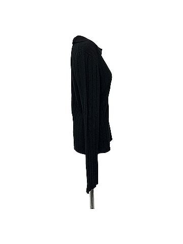 Khaite Khaite Hans Ribbed-Knit Polo Sweater in Black Cashmere (view 2)