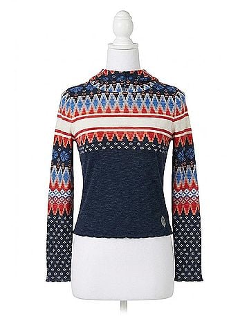 Free People Breathe Easy Printed Layer Top in Plaid Fairisle Navy (view 1)