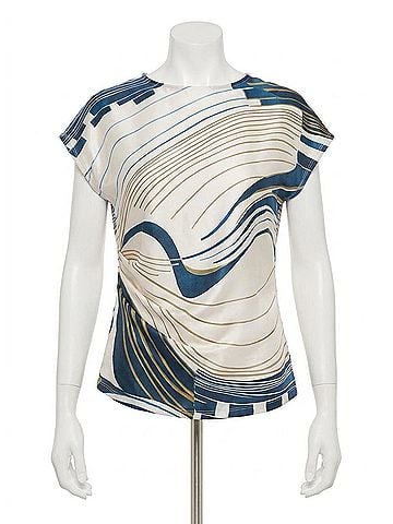 Lyssé Faride Side Pleated Printed Top in Block Puzzle (view 1)